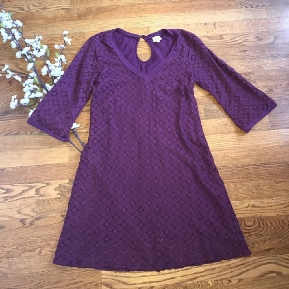 Ella moss lace overlay purple dress size small